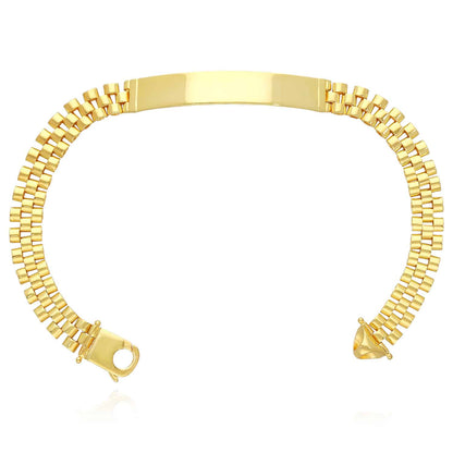 Engravable 18K Gold Over Silver Personalized 7.5mm Jubilee ID Bar Bracelet 8.5"