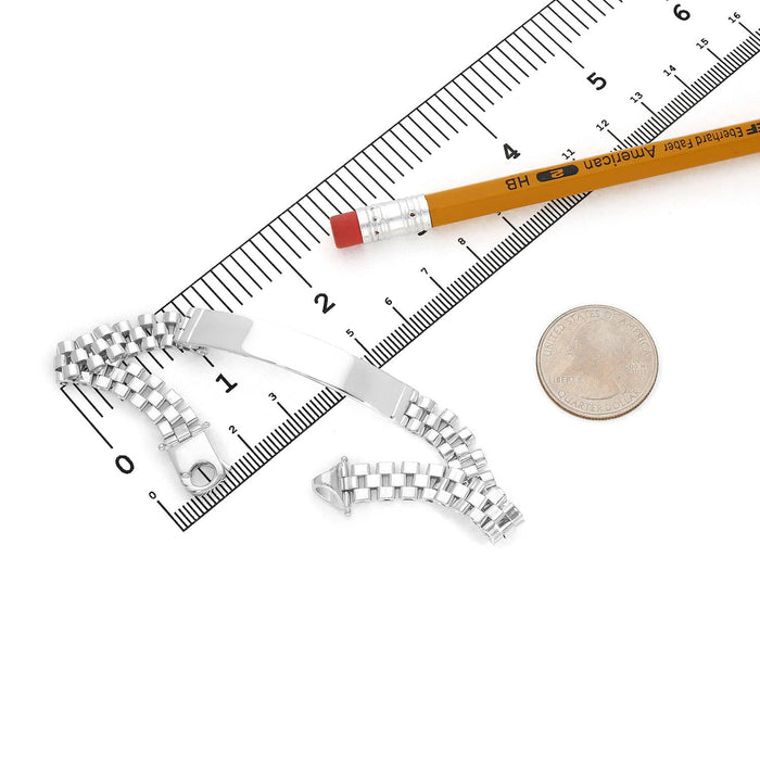 Engravable 18K Gold Over Silver Personalized 7.5mm Jubilee ID Bar Bracelet (Solid Links) 8.5" - WJD Exclusives