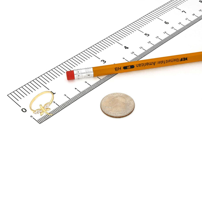 14K Yellow Gold CZ Dragonfly Cocktail Ring - WJD Exclusives