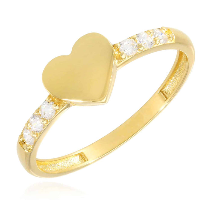 14K Yellow Gold CZ Friendship Heart Ring - WJD Exclusives