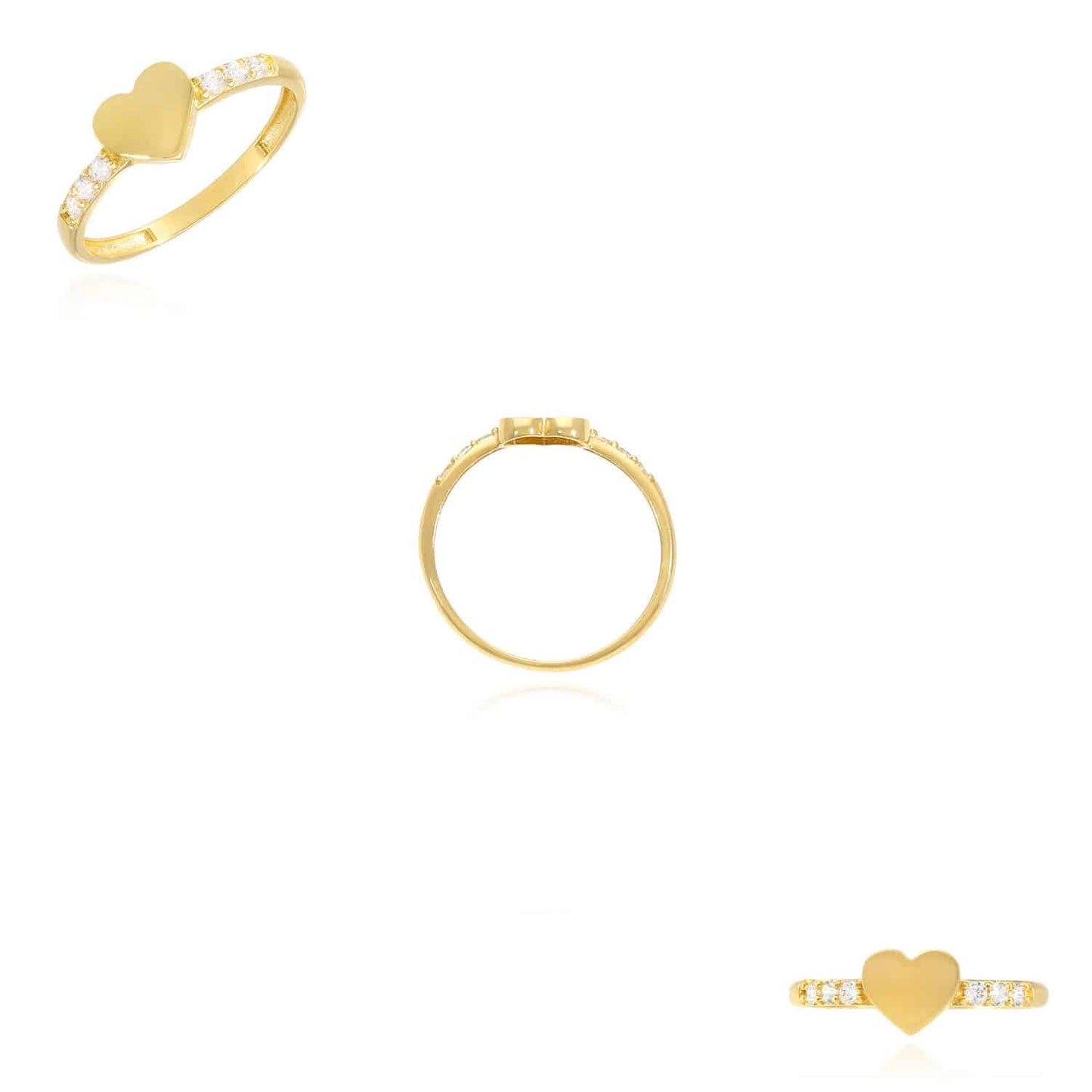14K Yellow Gold CZ Friendship Heart Ring