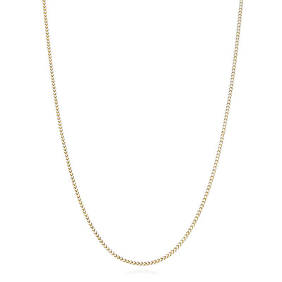 18K Yellow Gold Over Silver 1.4mm White Pave Franco Chain (Solid Links) 16" - 24" - WJD Exclusives