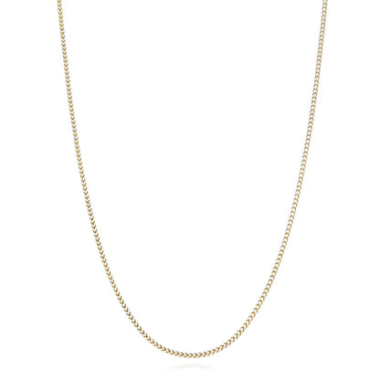 Solid 18K Yellow Gold Over Silver 1.4mm White Pave Franco Chain Necklace 16-24"