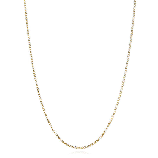 Solid 18K Yellow Gold Over Silver 1.4mm White Pave Franco Chain Necklace 16-24"