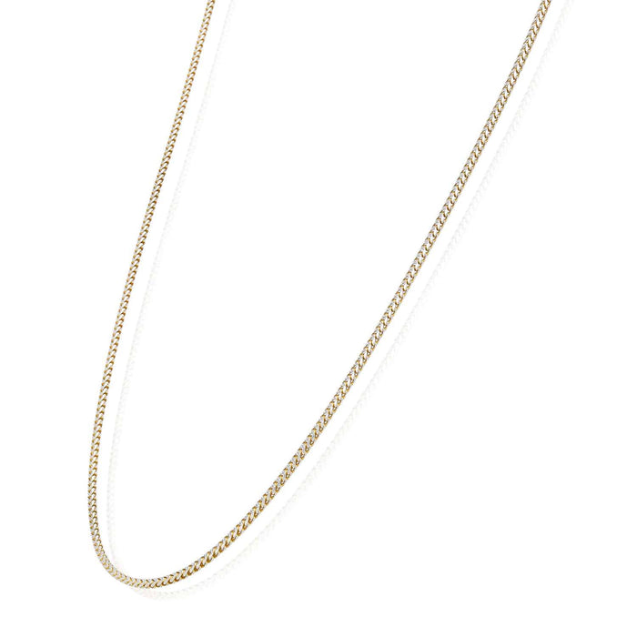 18K Yellow Gold Over Silver 1.4mm White Pave Franco Chain (Solid Links) 16" - 24" - WJD Exclusives