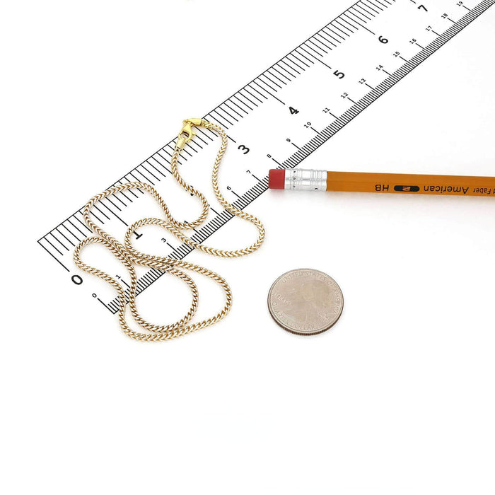 18K Yellow Gold Over Silver 1.7mm Diamond - Cut Pave Franco Chain (Solid Links) 16" - 24" - WJD Exclusives