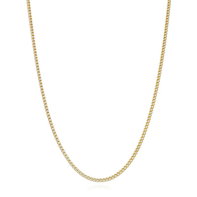 18K Yellow Gold Over Silver 1.7mm Diamond - Cut Pave Franco Chain (Solid Links) 16" - 24" - WJD Exclusives