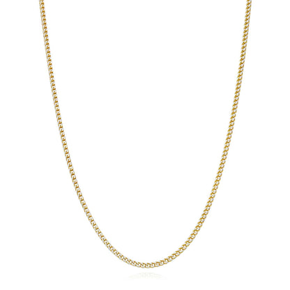 18K Yellow Gold Over Silver 1.7mm Diamond-Cut Pave Franco Chain 16"-24"