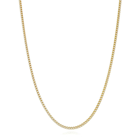 18K Yellow Gold Over Silver 1.7mm Diamond-Cut Pave Franco Chain Necklace 16"-24"