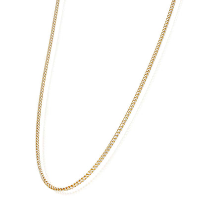 18K Yellow Gold Over Silver 1.7mm Diamond-Cut Pave Franco Chain 16"-24"