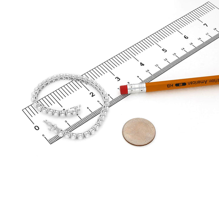 18K Gold Over Silver 4mm Cultured Pearl Tennis Bracelet 7" - WJD Exclusives