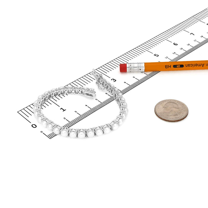 18K Gold Over Silver 5mm Cultured Pearl Tennis Bracelet 7" - WJD Exclusives