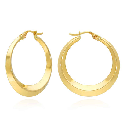 14K Yellow Gold Graduated Hoop Earrings 27mm