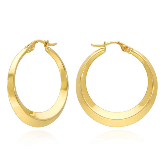14K Yellow Gold Graduated Hoop Earrings 27mm