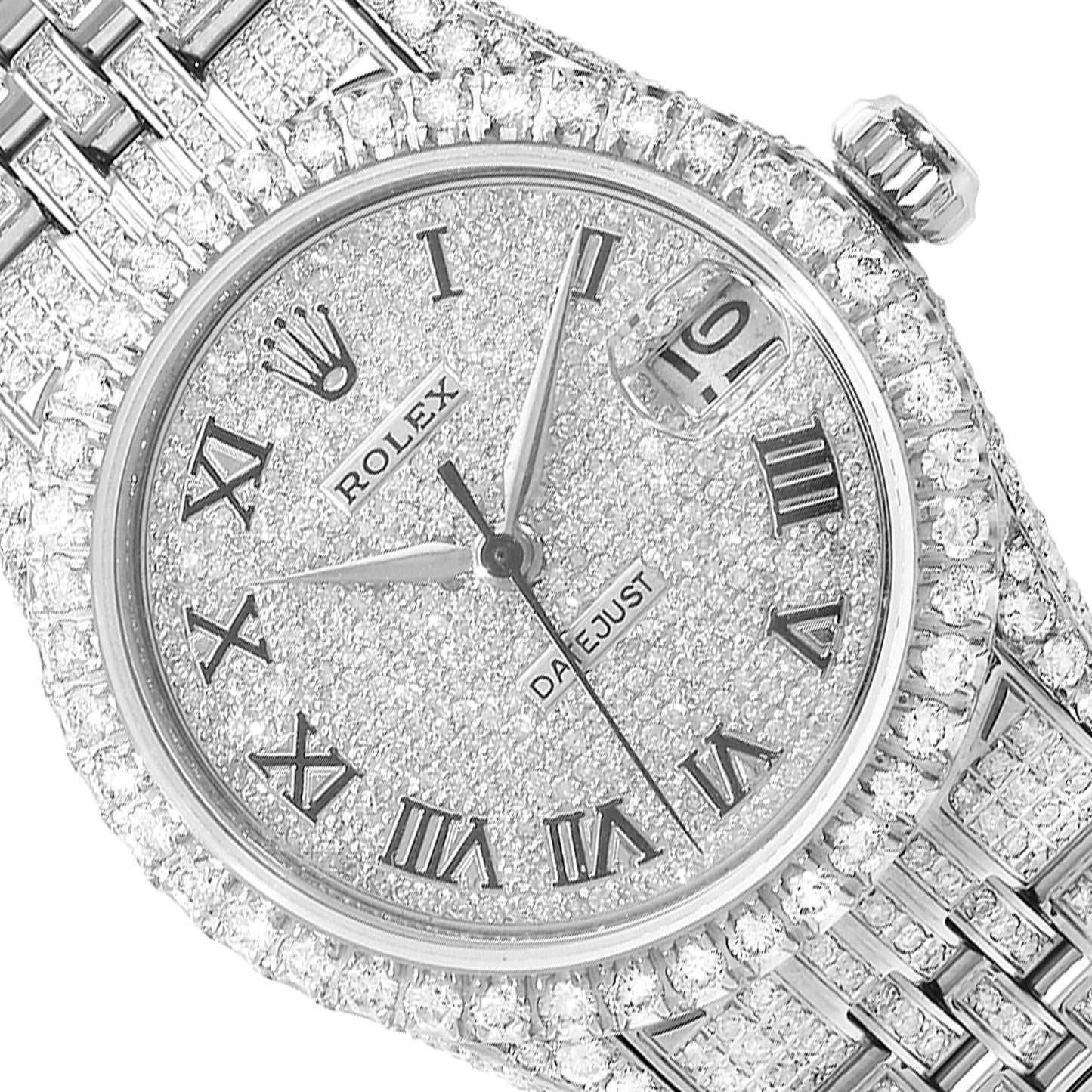 Rolex Datejust Custom Diamond Pave Jubilee Band Diamond Dial Bezel 31mm Watch