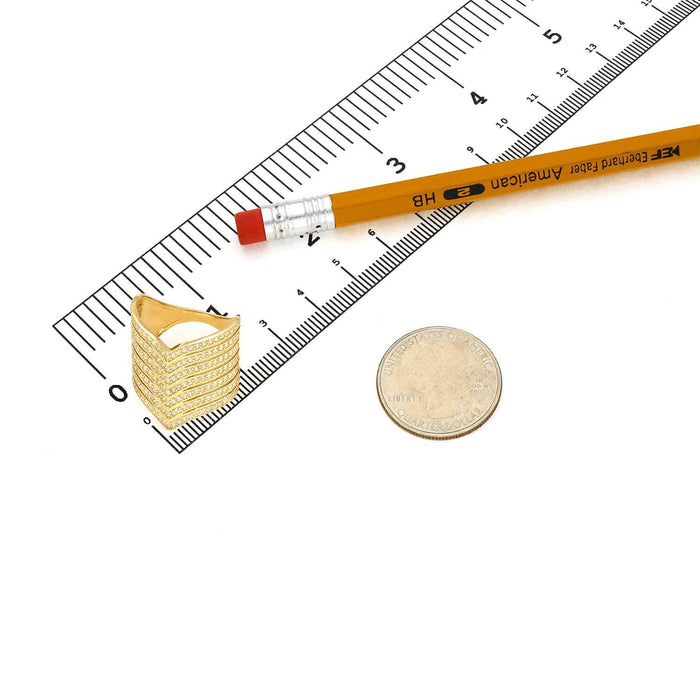 14K Yellow Gold CZ 20mm Pointed Chevron V - Shape Band Ring - WJD Exclusives