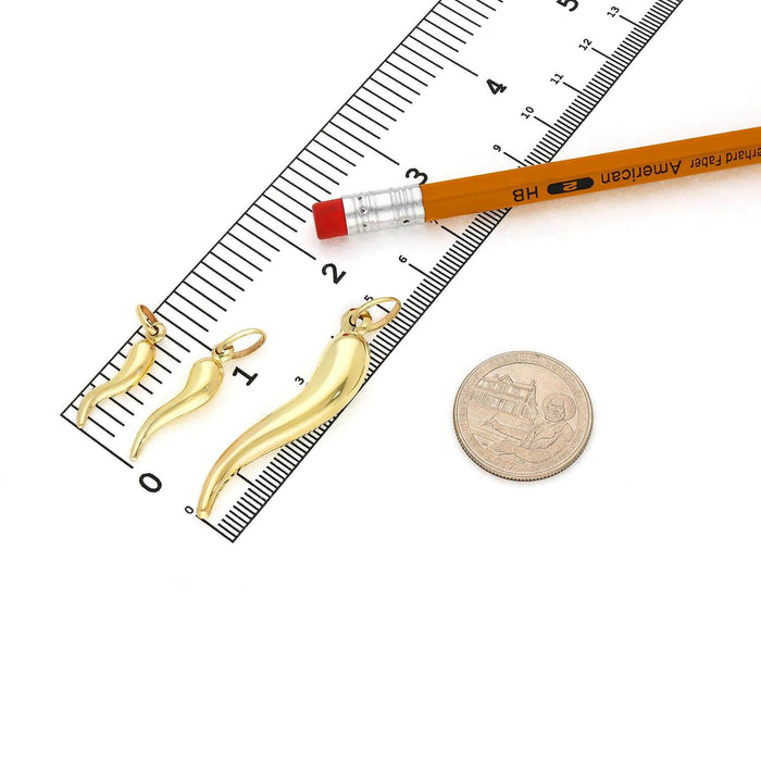 10K Gold Italian Horn Pendant 1.1" - 2" - WJD Exclusives