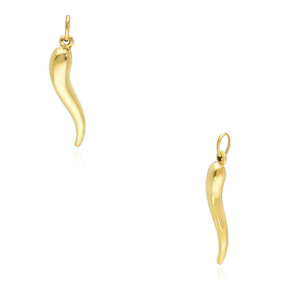 10K Real Gold Italian Horn Charm Pendant 1.1"-2"