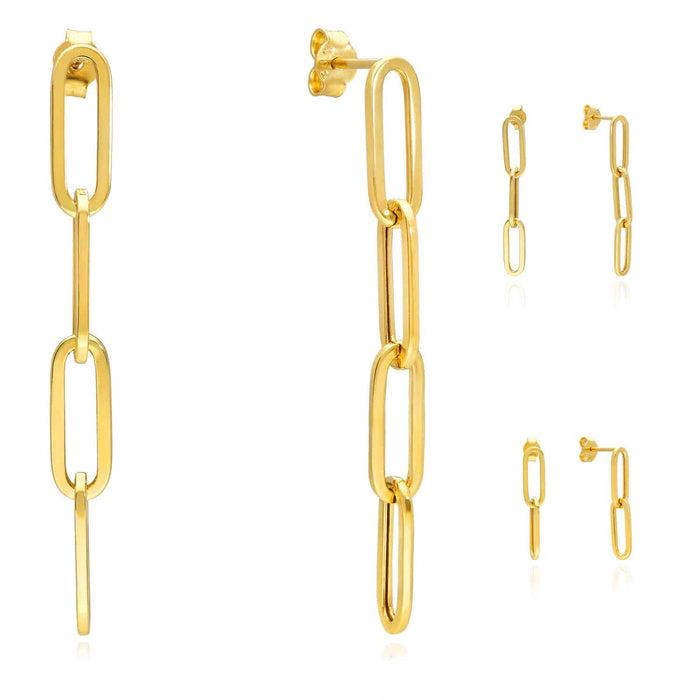 14K Yellow Gold 5mm Paperclip Earrings 25mm - 45mm - WJD Exclusives
