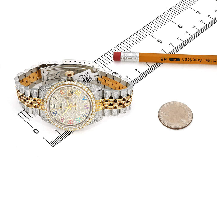 Rolex Datejust Custom Iced Rainbow Roman Diamond Dial Jubilee Band 36mm Watch - WJD Exclusives