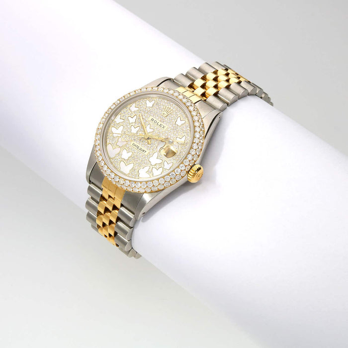 Rolex Datejust Jubilee Band Custom Diamond Bezel MOP Butterfly Dial 36mm Watch - WJD Exclusives
