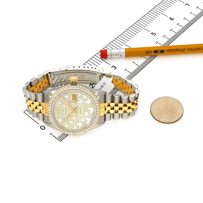 Rolex Datejust Jubilee Band Custom Diamond Bezel MOP Butterfly Dial 36mm Watch - WJD Exclusives