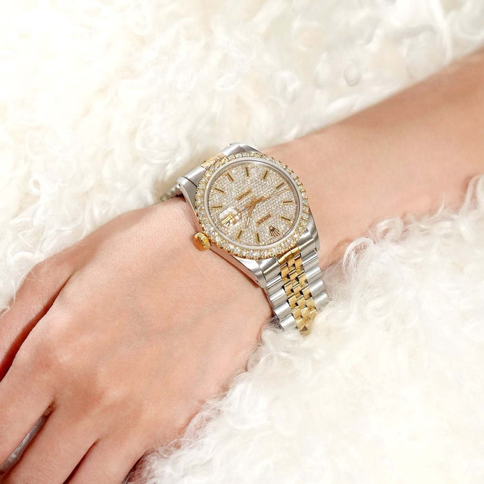 Rolex Datejust Jubilee Band Custom 4.50Ct Natural Diamond Bezel Dial 36mm Watch - WJD Exclusives