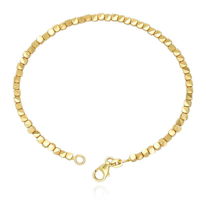 14K Yellow Gold 2.5mm Diamond-Cut Cube Bangle Bracelet 6.75"