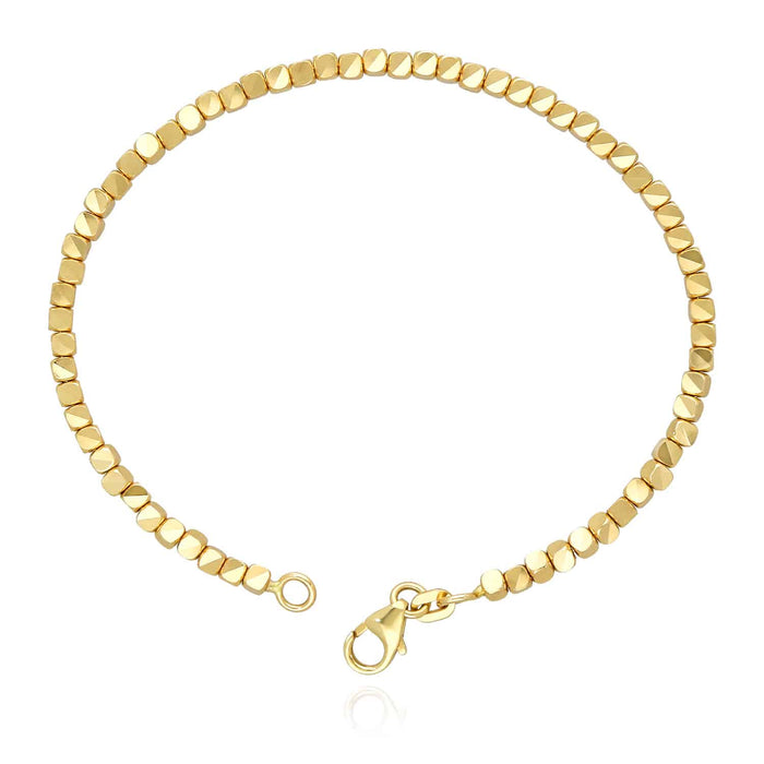 14K Yellow Gold 2.5mm Diamond - Cut Cube Bangle Bracelet (Hollow) 6.75" - WJD Exclusives