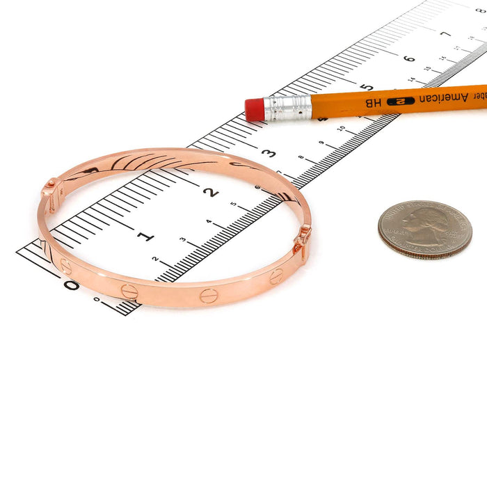 14K Rose Gold 6mm Screw Pattern Bangle Bracelet (Hollow) 6.5" - 7.5" - WJD Exclusives