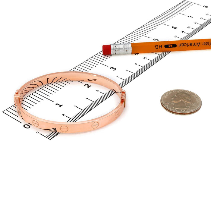 14K Rose Gold 6mm Screw Pattern Bangle Bracelet (Hollow) 6.5" - 7.5" - WJD Exclusives