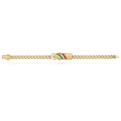 14K Gold Yellow CZ White Green Pink St. Jude Miami Bracelet 8"