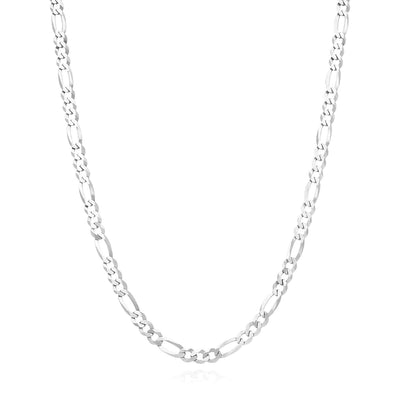 Sterling Silver 4.2mm Figaro Chain (Solid Links) 18" - 24" - WJD Exclusives