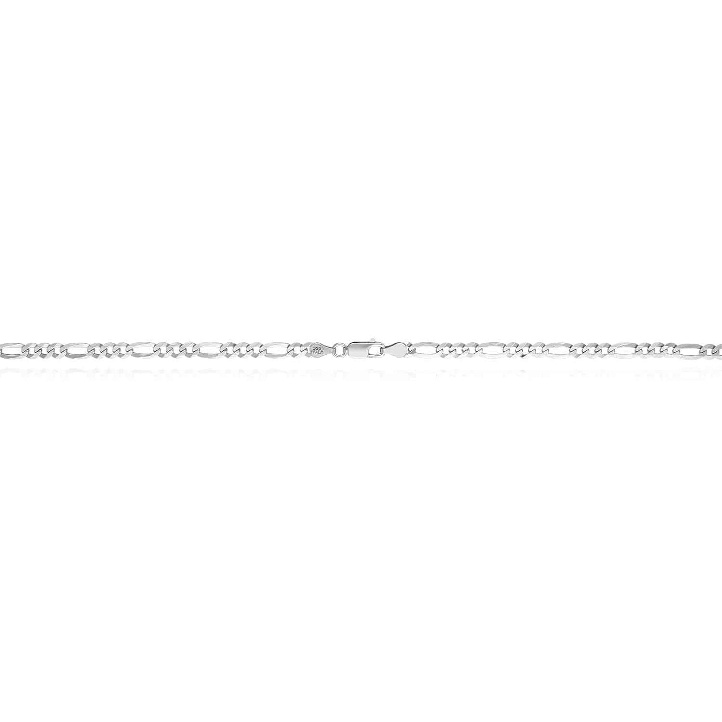 Sterling Silver 4.2mm Figaro Chain Necklace 18"-24"