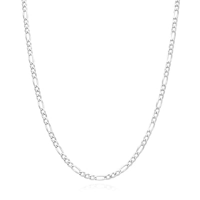 Sterling Silver 2.7mm Figaro Chain (Solid Links) 16" - 24" - WJD Exclusives