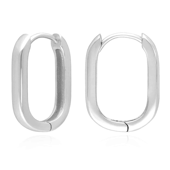 18K Gold Over Sterling Silver Oval Huggie U Hoop Earrings 19.3mm - WJD Exclusives