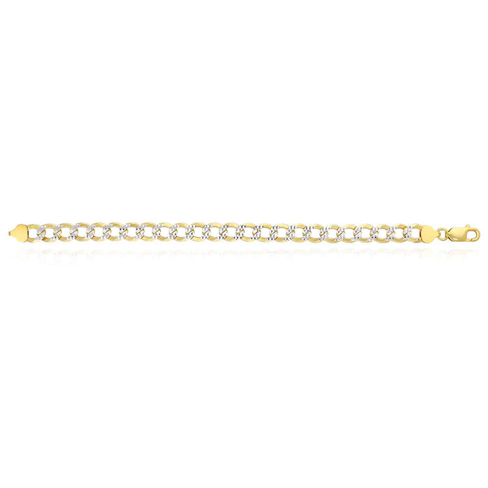 18K Yellow Gold Over Silver 8.5mm Diamond - Cut Cuban Bracelet (Solid Links) 8" - 9" - WJD Exclusives