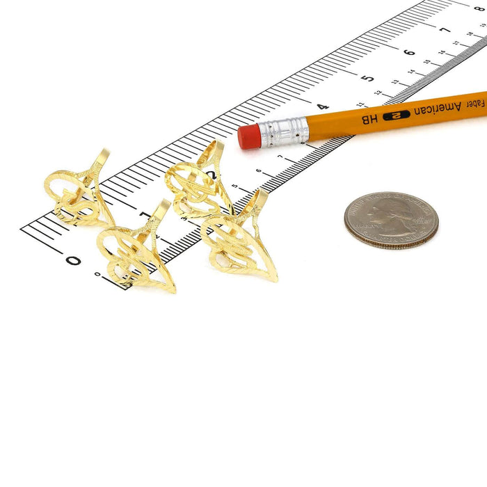 10K Yellow Gold Heart Initial Letter Ring 22mm - WJD Exclusives