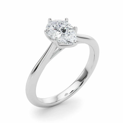 1CT Lab-Grown Diamond 18K Gold White Pear Shape Solitaire Engagement Ring