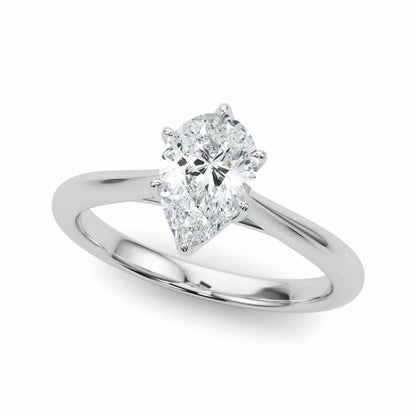 1CT Lab-Grown Diamond 18K Gold White Pear Shape Solitaire Engagement Ring
