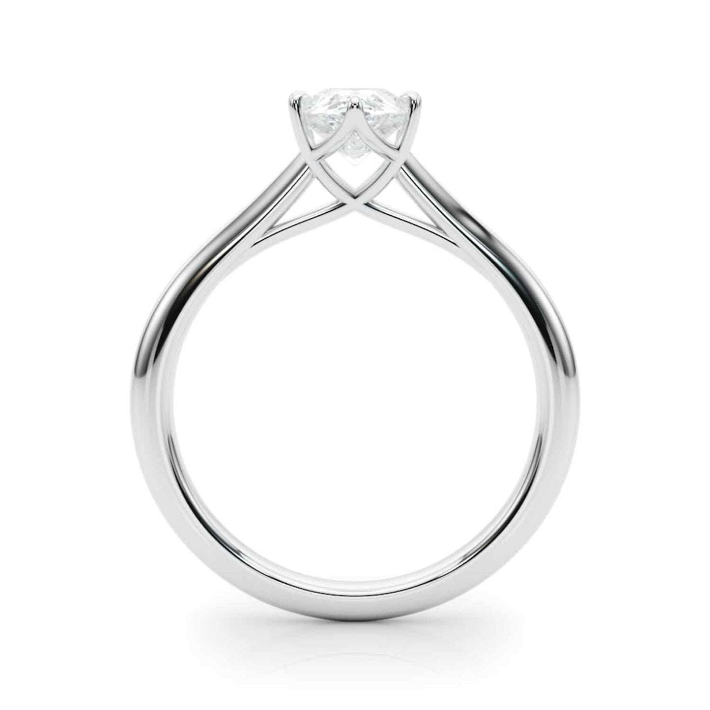 1CT Lab-Grown Diamond 18K Gold White Pear Shape Solitaire Engagement Ring