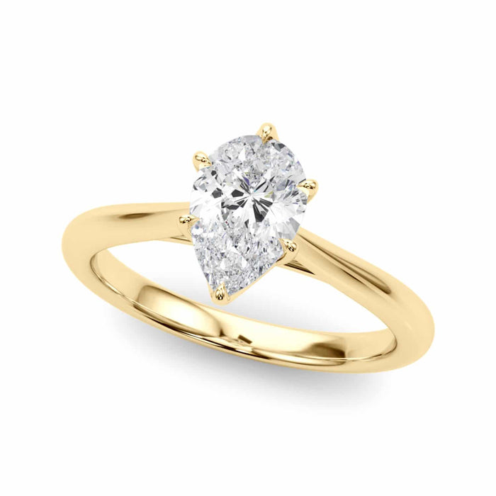 1CT Lab - Grown Diamond 18K Gold Yellow Pear Shape Solitaire Engagement Ring - WJD Exclusives