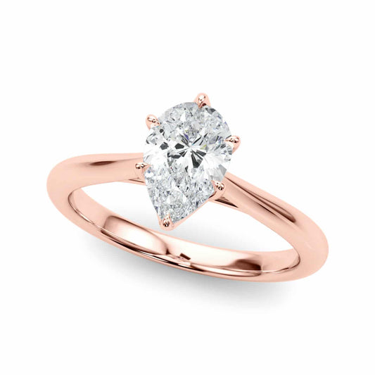 1CT Lab-Grown Diamond 18K Gold Rose Pear Shape Solitaire Engagement Ring