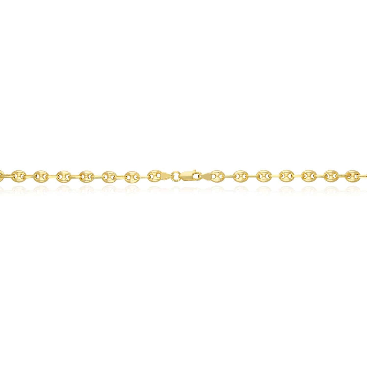 18K Yellow Gold Over Silver Puffed Anchor Mariner Graduated Necklace 17"