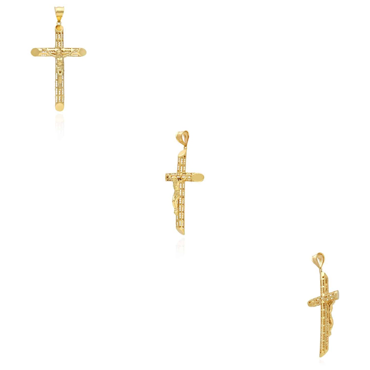 14K Yellow Gold Jesus Crucifix Cross Pendant 2"-2.8"