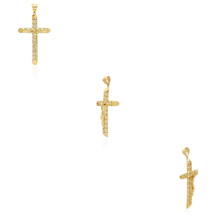 14K Yellow Gold Jesus Crucifix Cross Pendant 2" - 2.8" - WJD Exclusives