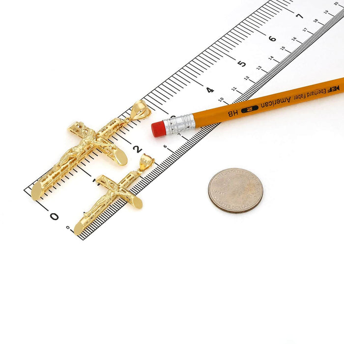 14K Yellow Gold Jesus Crucifix Cross Pendant 2" - 2.8" - WJD Exclusives