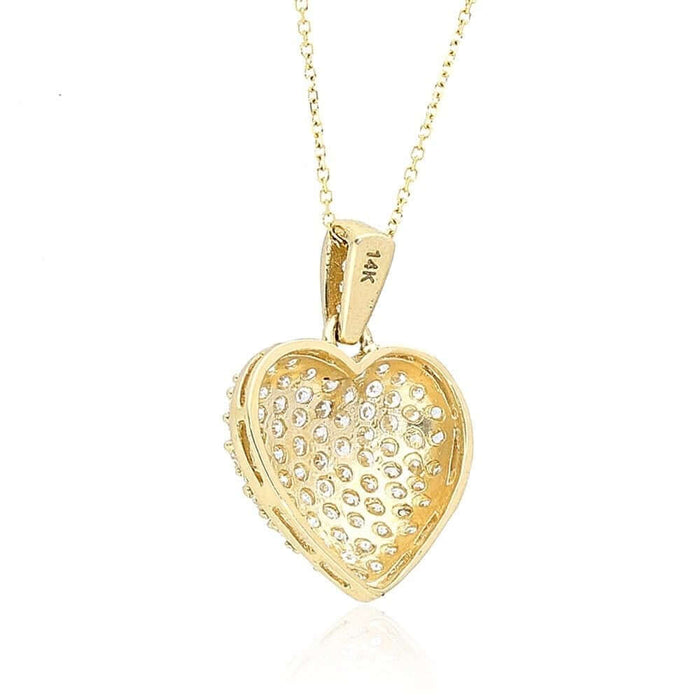 14k Yellow Gold CZ Heart Pendant With 1mm Cable Chain Necklace
