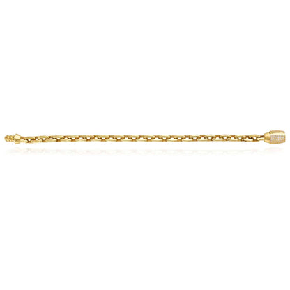 14K Gold CZ 6mm Barrel Lock Parallel Oval Cable Bracelet 7.5"