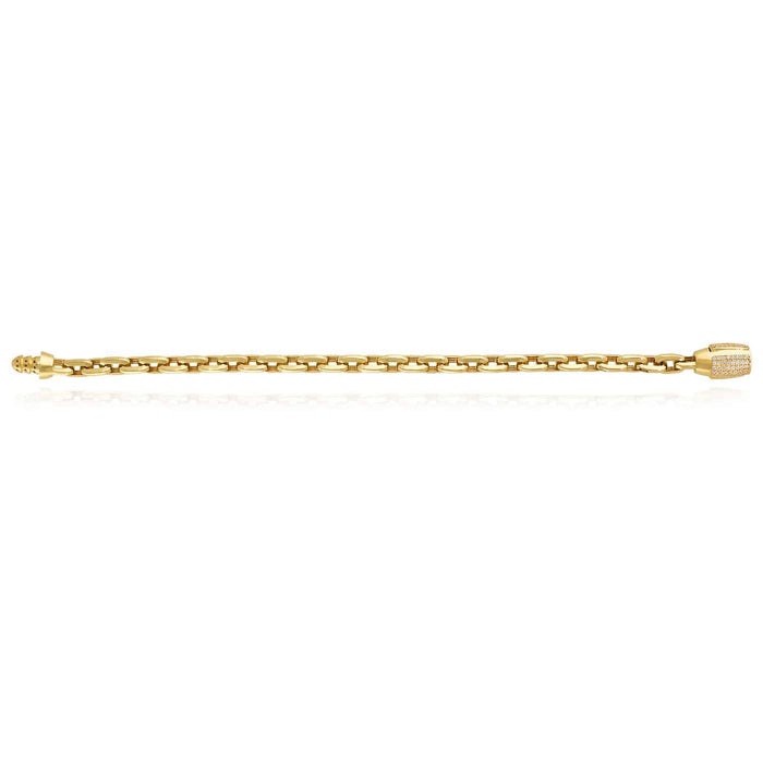 14K Gold CZ 6mm Barrel Lock Parallel Oval Cable Bracelet (Hollow) 7.5" - WJD Exclusives